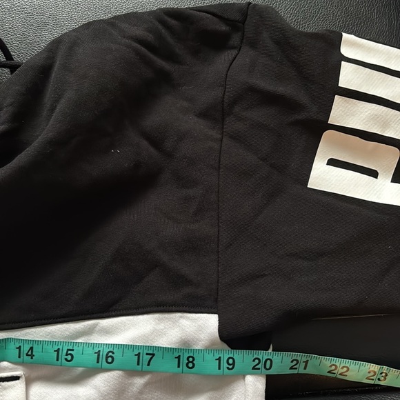 Puma Way 1 black & White oversized logo hoodie Sz - Picture 6 of 13
